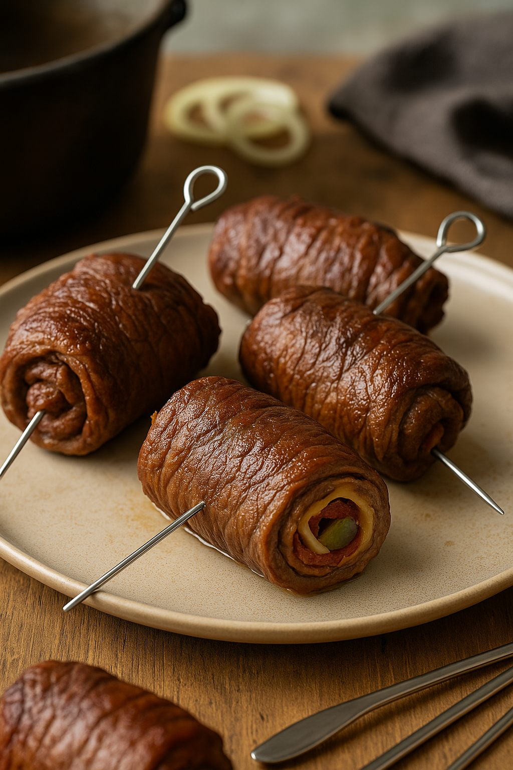 Rouladennadeln aus Edelstahl – 10 Stück | Extra lang mit großem Griff | Wiederverwendbar & rostfrei | Für Rinderrouladen, Kohlrouladen & Fleischspieße | Spülmaschinengeeignet | Made in Germany