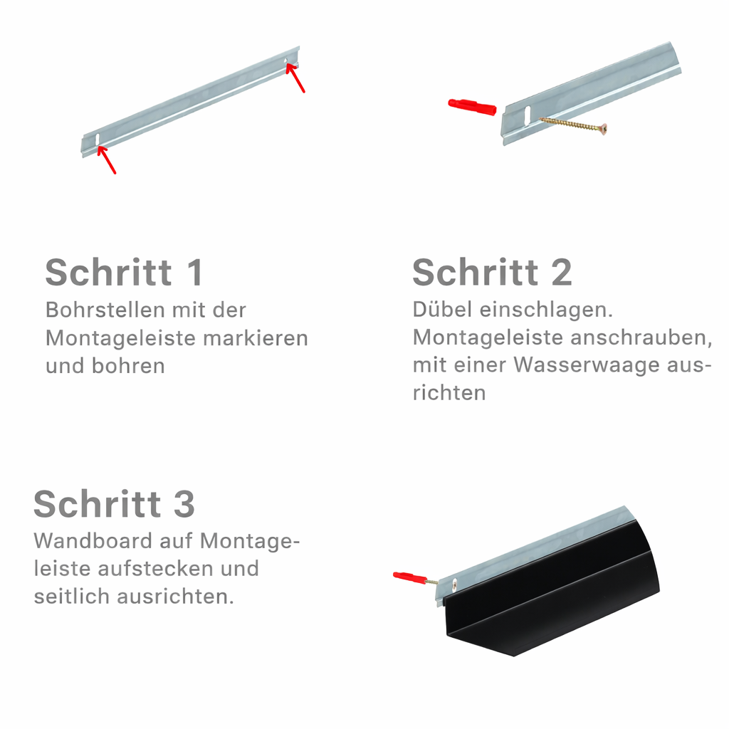 Stabiles Wandregal aus Metall – Modernes Wandboard in Schwarz, Weiß, Blau & Rosa | 40 60 ca.120 cm