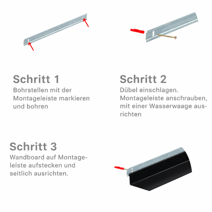 Stabiles Wandregal aus Metall – Modernes Wandboard in Schwarz, Weiß, Blau & Rosa | 40 60 ca.120 cm