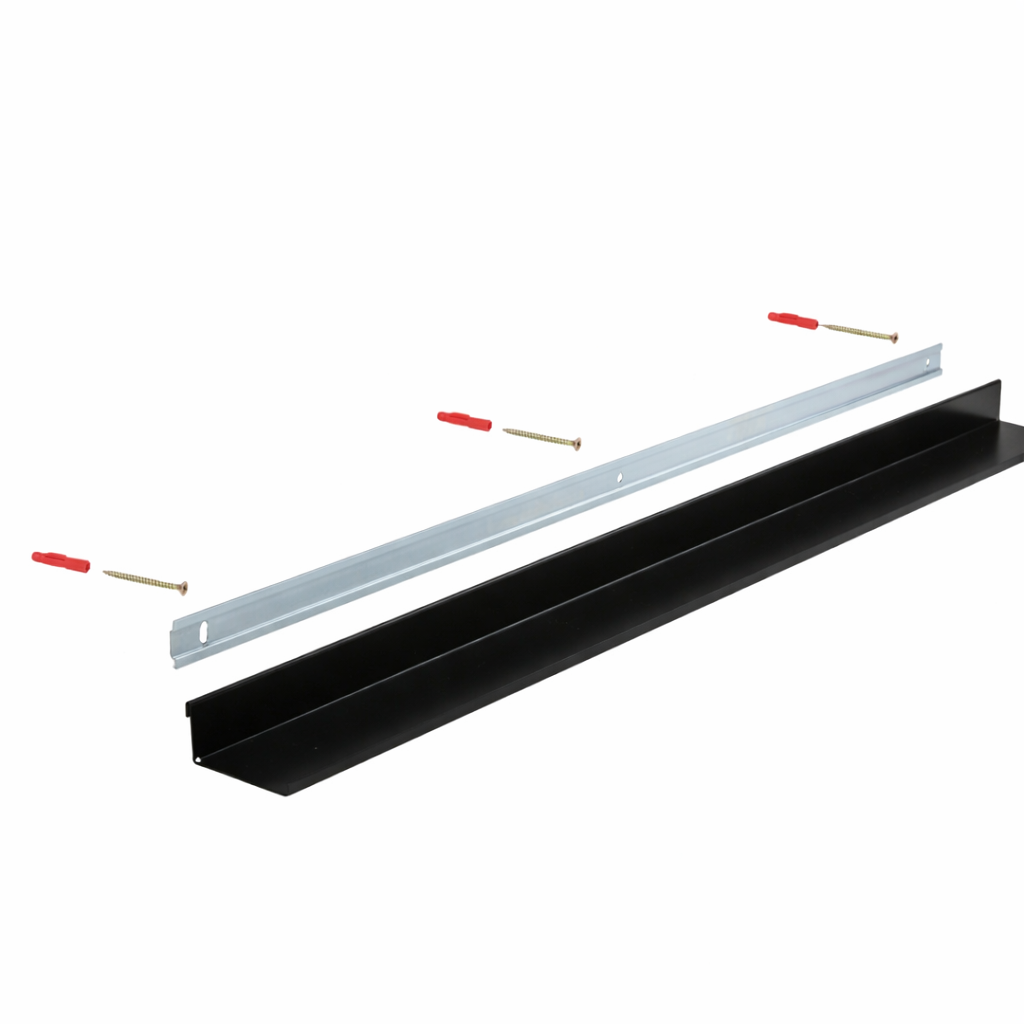Das Bild zeigt wie das Wandboard in schwarz montiert wird