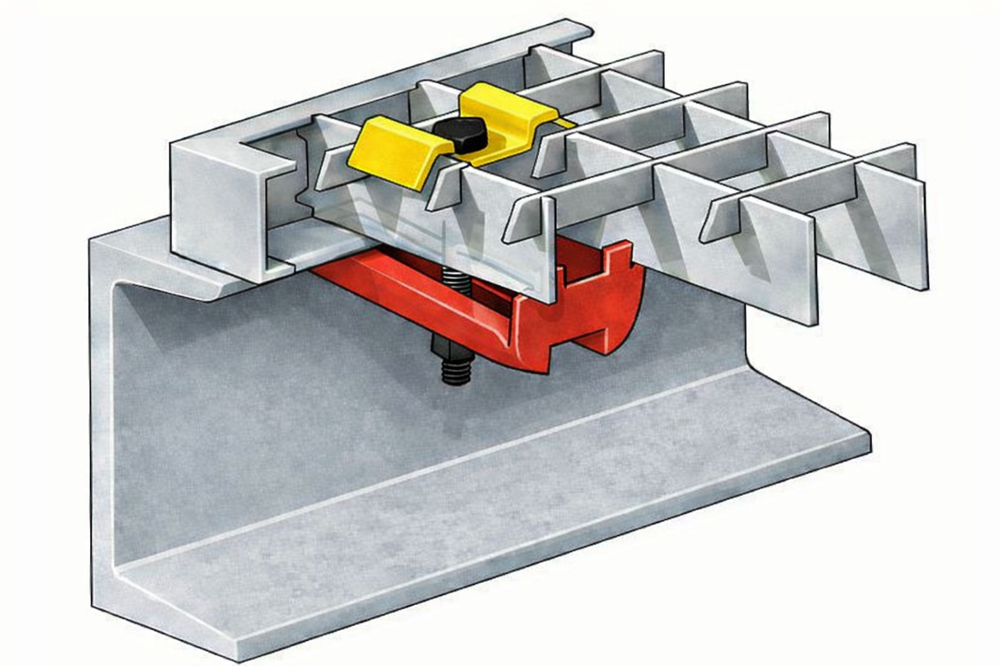 Gitterrostbefestigung – Befestigungssatz SET 0532 M8x60, DIN 557, feuerverzinkt, montiert