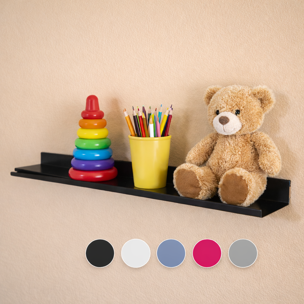 Stabiles Wandregal aus Metall – Modernes Wandboard in Schwarz, Weiß, Blau & Rosa | 40 60 ca.120 cm